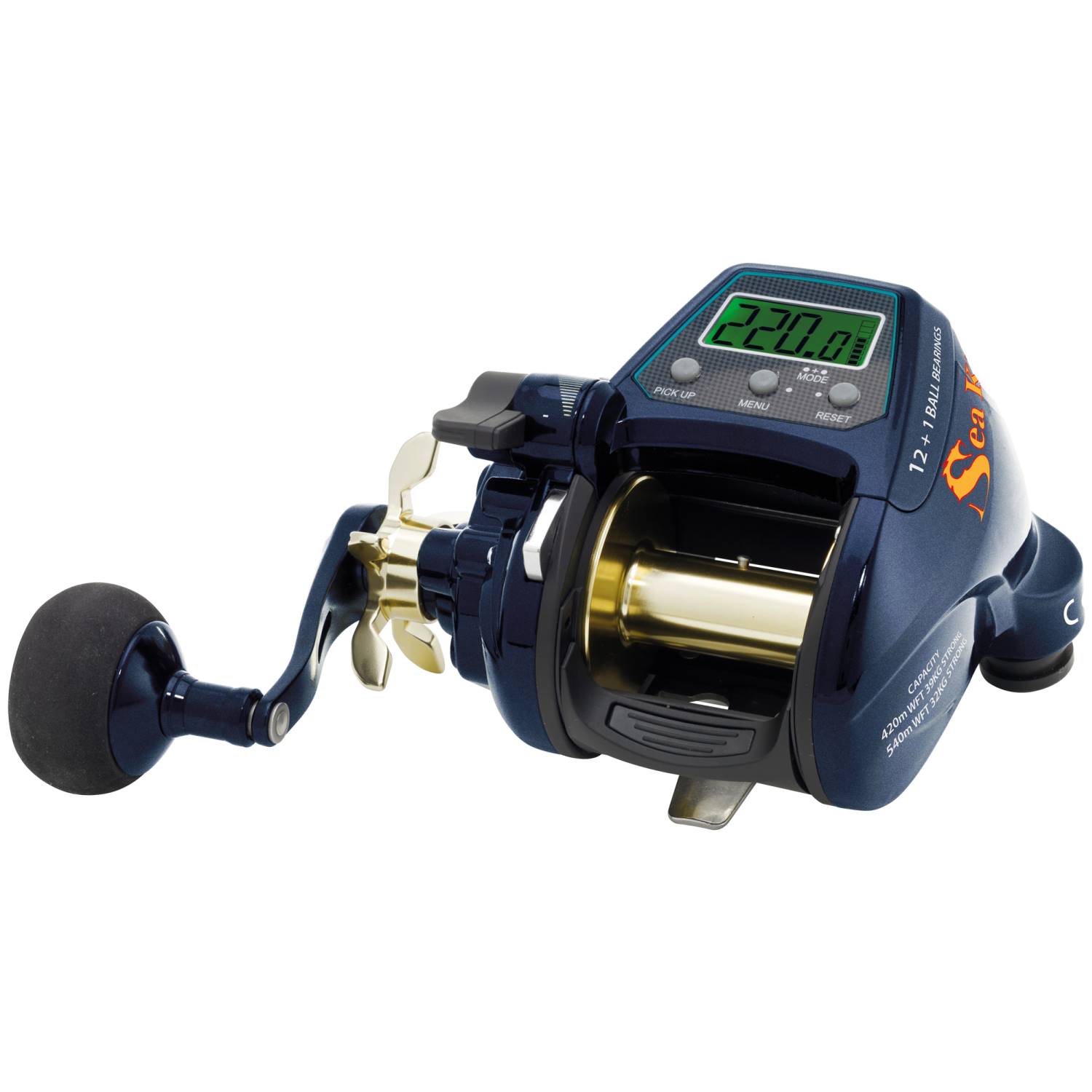 WFT SeaKing 800 PR HP LH inkl. 2 x KG Strong Schnur – Elektrorolle 420m/ 0,25mm – 5,0:1 – 960g