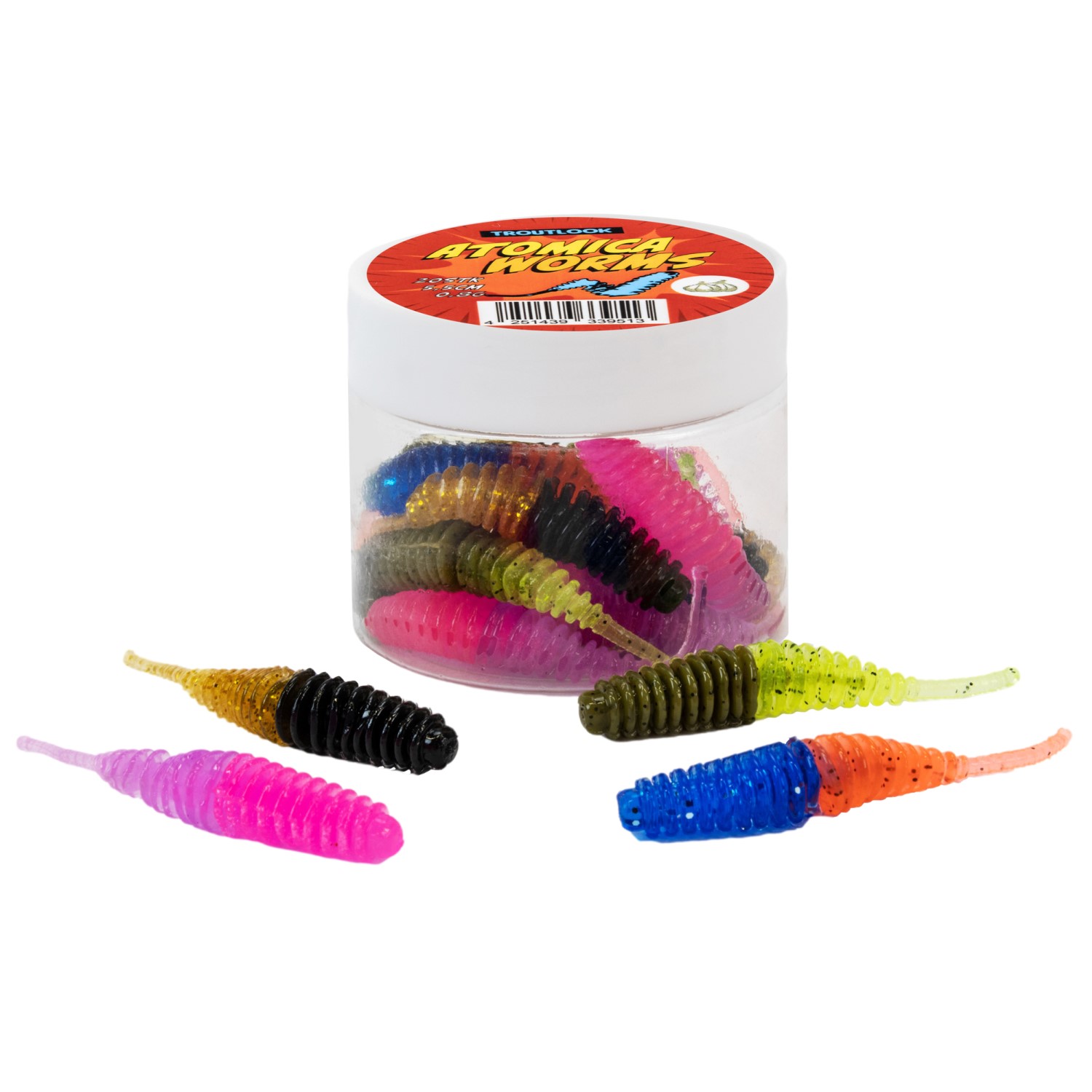 Troutlook Atomica Worms – Forellen-Gummi 5,5cm – 0,8g – Mixed Pack – 20Stück
