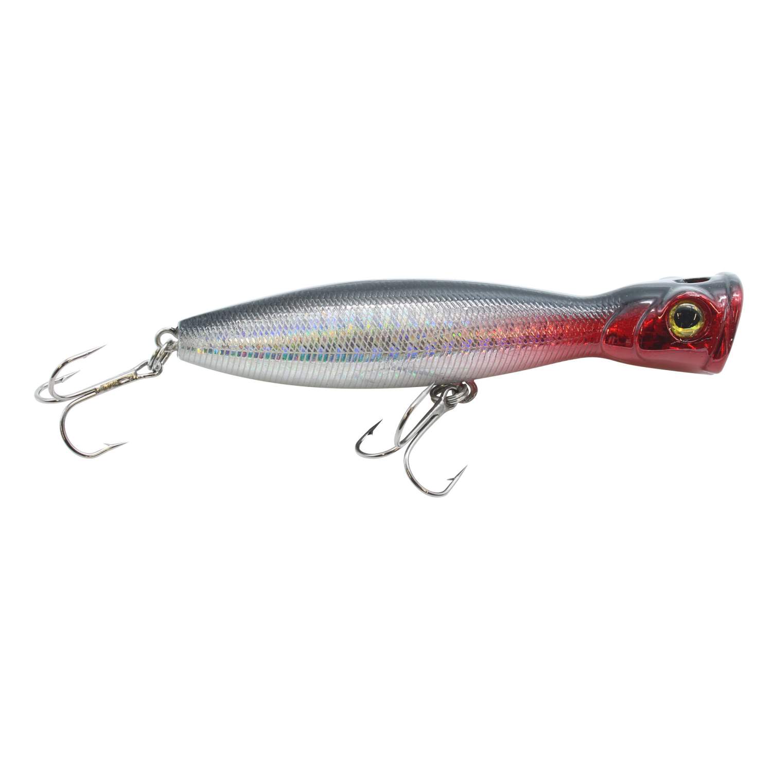 Viper Pro Scary Popp 10,00cm Silver Red Head – Towater Popper 10cm – Silver Red Head – 18g – 1Stück