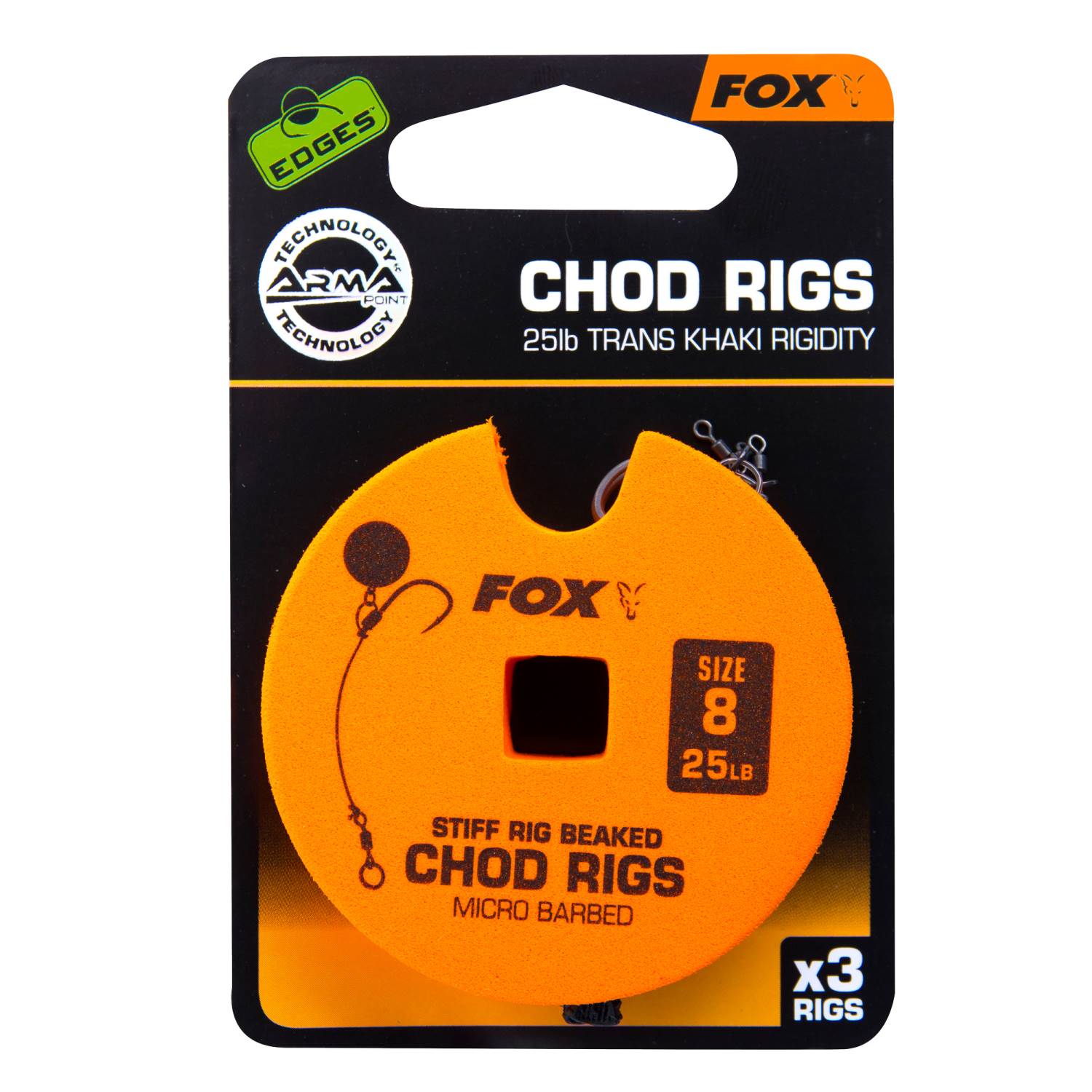 Fox Edges Stiff Chod Rig Standard – Pop-Up Rig – Gr.8 – TK25lbs – 3Stück