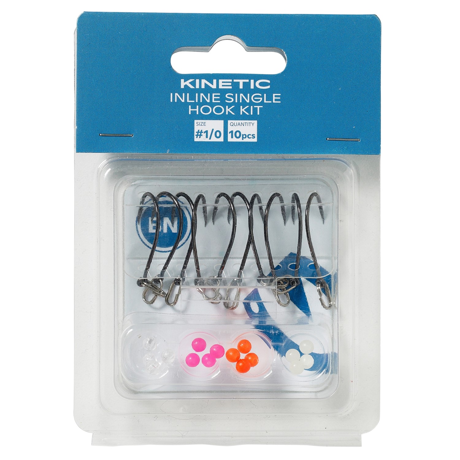 Kinetic Inline Single Hook Kit – Einzelhaken Inline Blinker #1/0 – Black/Nickel – 10 Stück