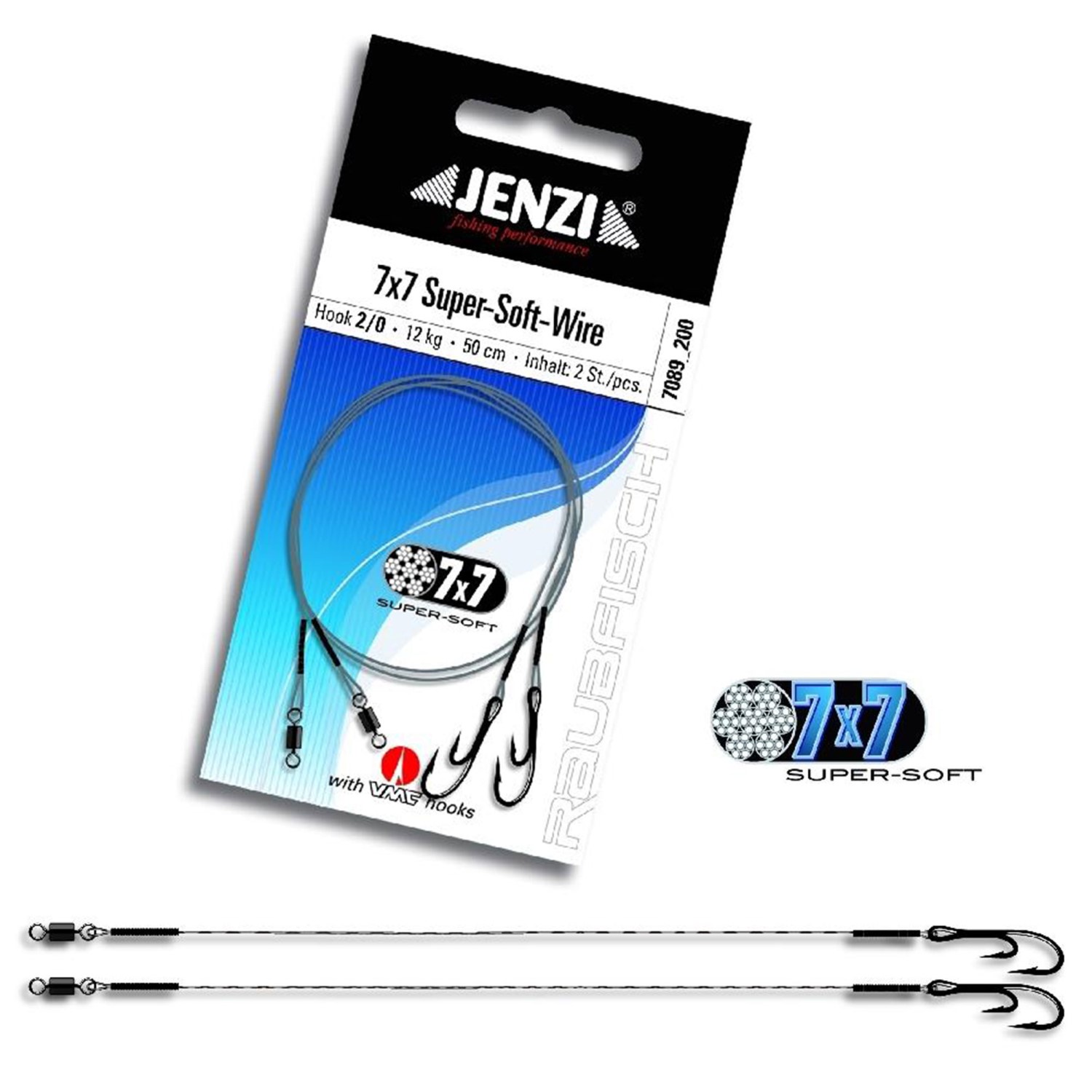 Jenzi Ryderhaken mit Schlaufen Gr.2/0 – 50cm – 12Kg – 2 Stück
