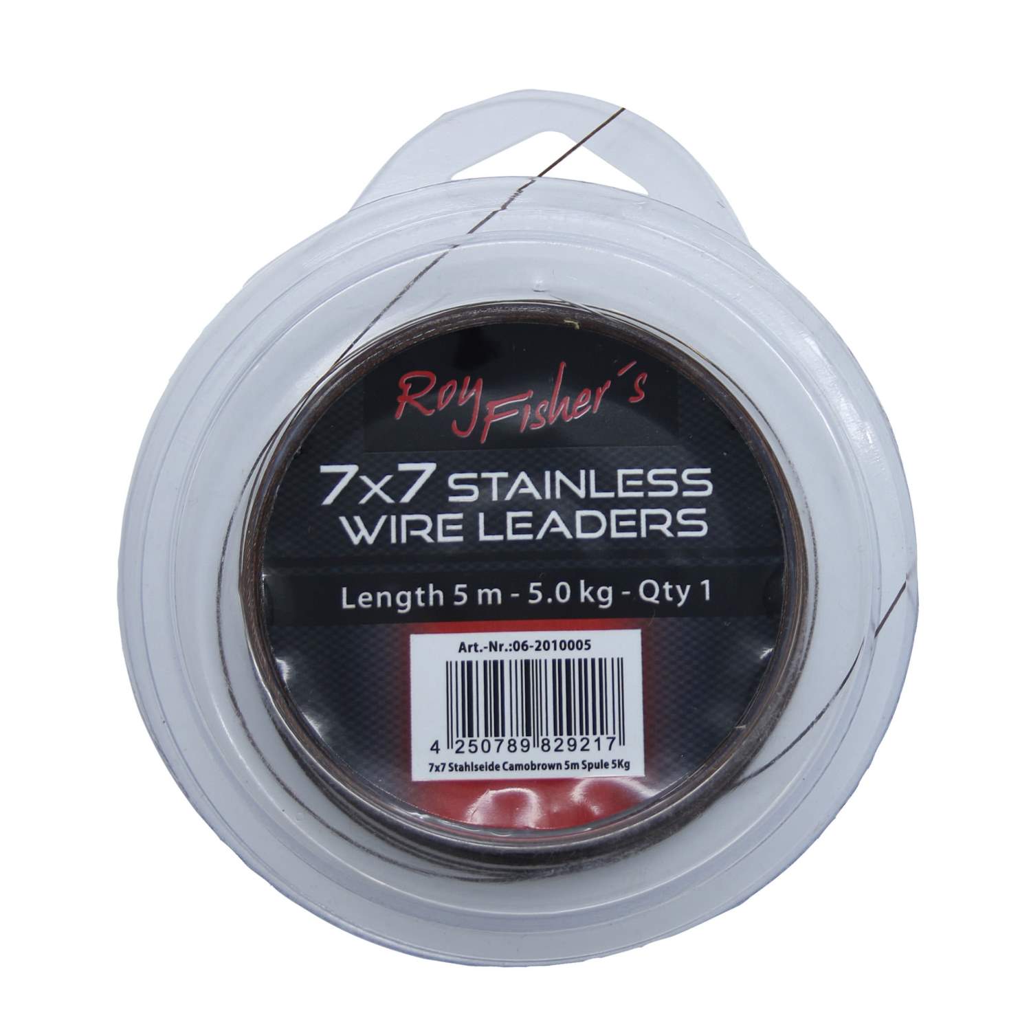Roy Fishers 7×7 Stahlseide Camobrown 5m Spule 5Kg 5m – TK5kg – 1Stück