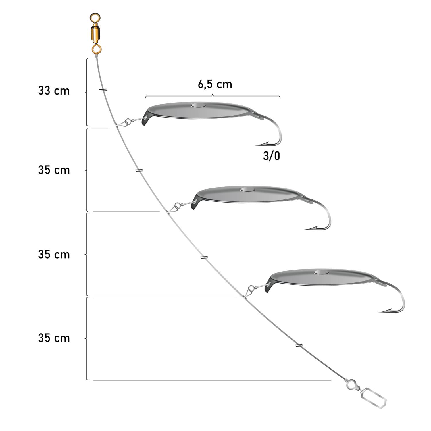 Team Deep Sea Dorschlöffel Giant Triple 145cm – Silber – Gr.3/0 – 1 System