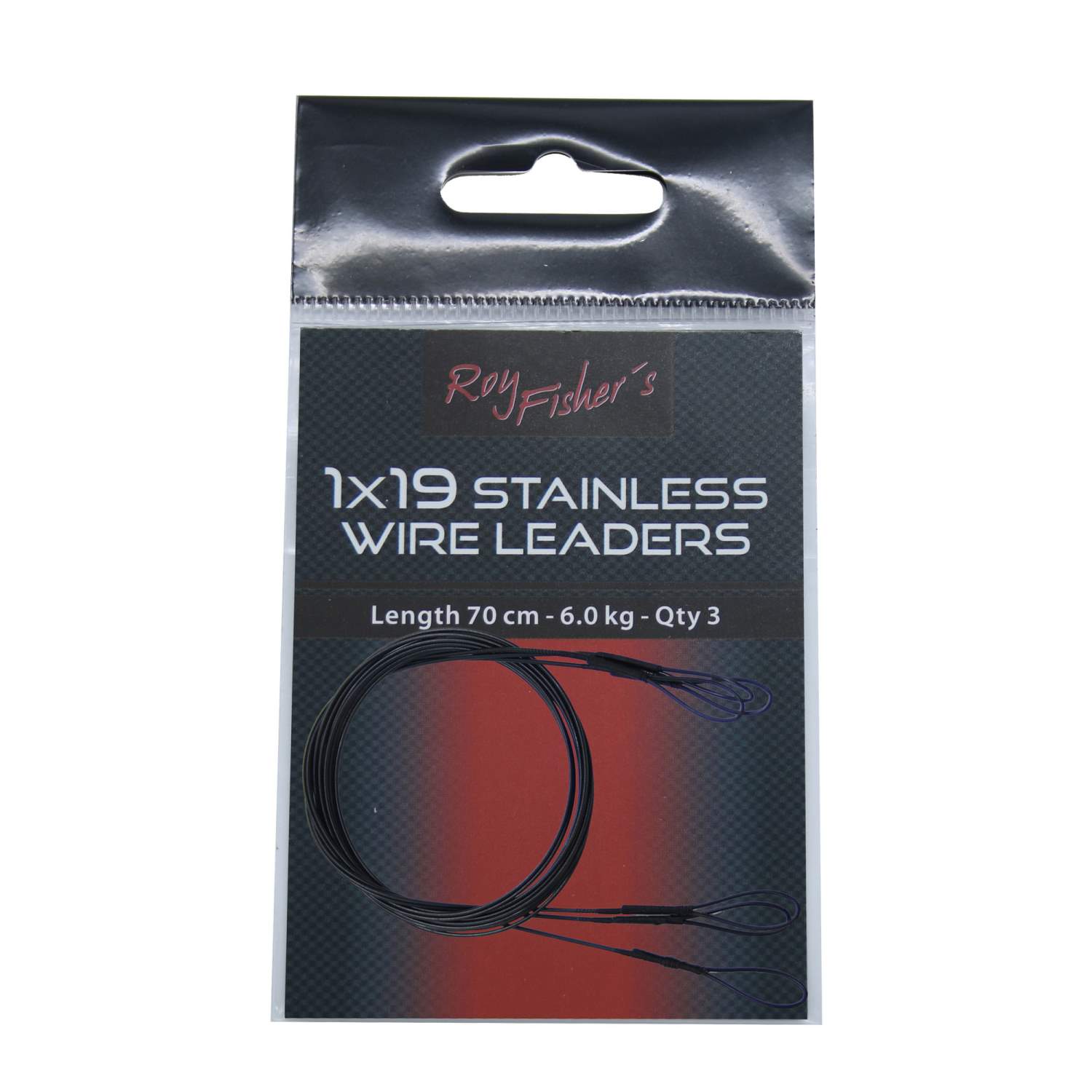 Roy Fishers 1×19 Soft Stahlvorfach Black mit Schlaufen, 3 Stück, schwarz, 70cm, 6,0Kg 70cm – black – TK6.0kg – 3Stück
