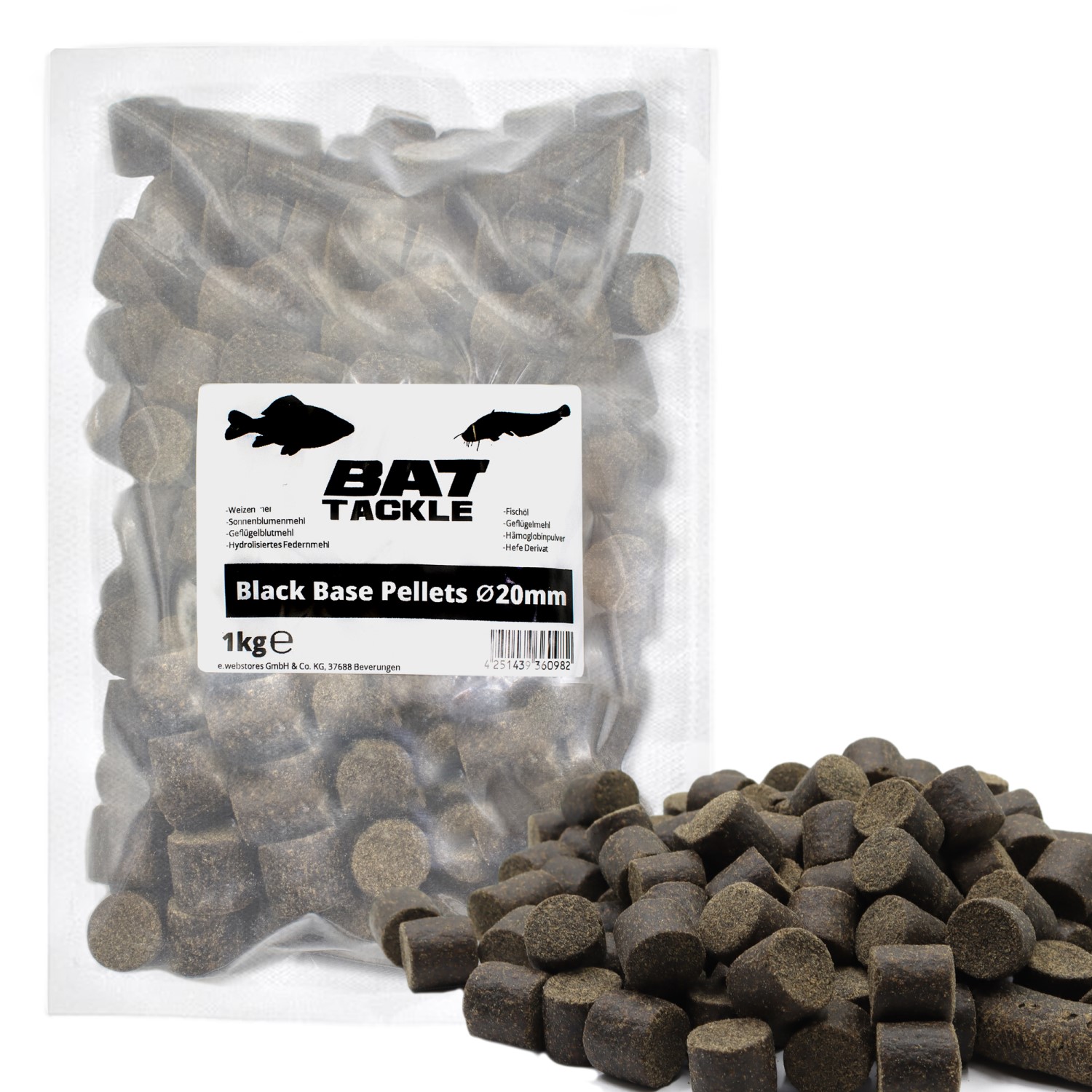 BAT-Tackle Black Base Pellet – Halibutt-Pellet 20mm 1kg