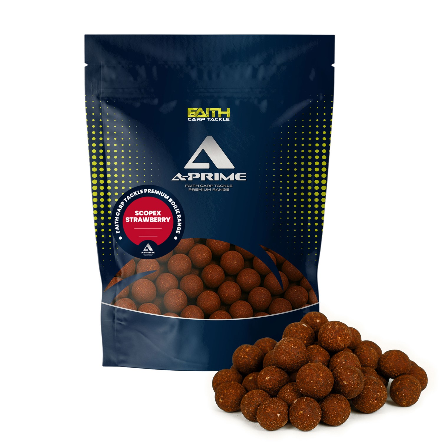 Faith A-Prime Boilie Strawberry & Scopex – 16mm – 1kg