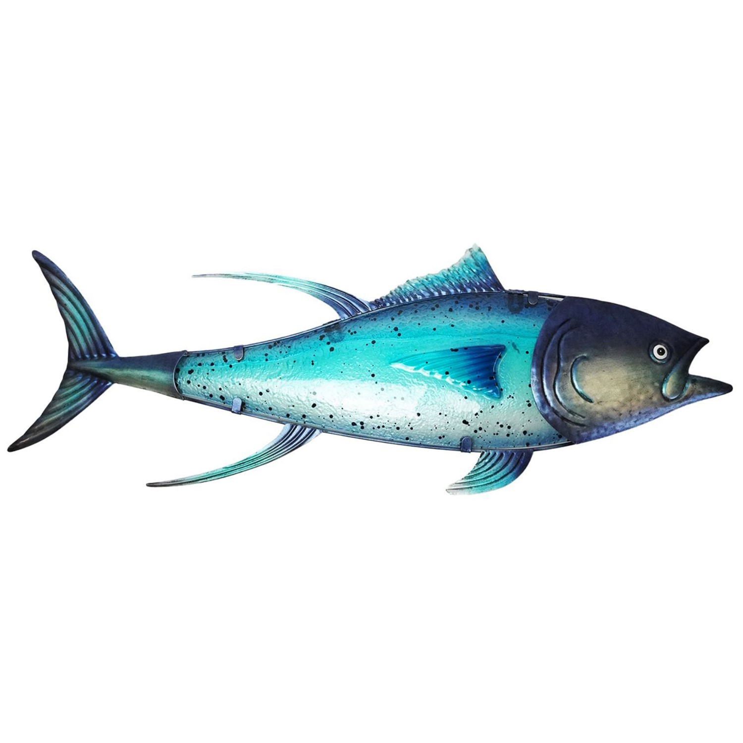 EuroCatch Wanddekoration, 3D-Kunst aus Metall und Glas Thunfisch Motiv – 80 cm