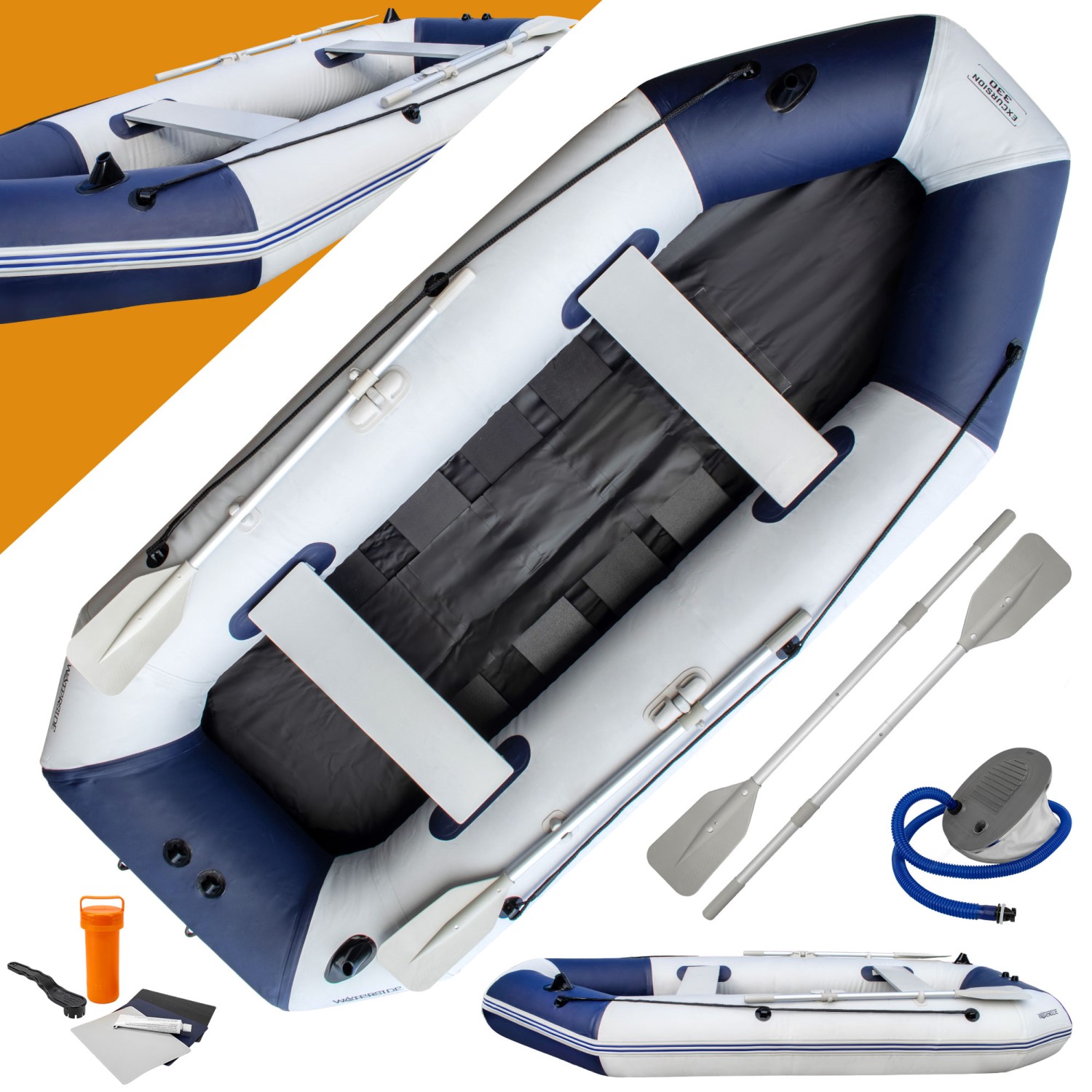 Waterside Schlauchboot Excursion 330 grau-dunkelblau – 3,30m x 1,45m