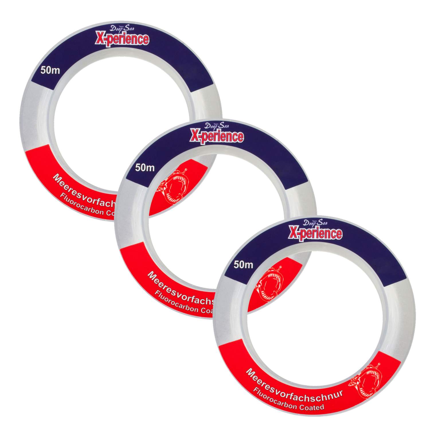 Team Deep Sea 3x 50m Triple Pack Meeresvorfachschnur 0,60 0,80 1,00mm