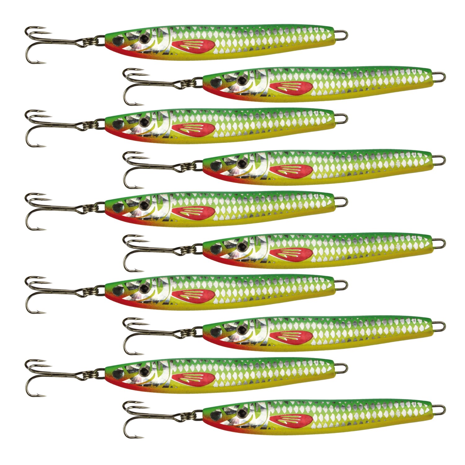 Angel Domäne Fjord Pilker grün/gelb 50g 10er Set