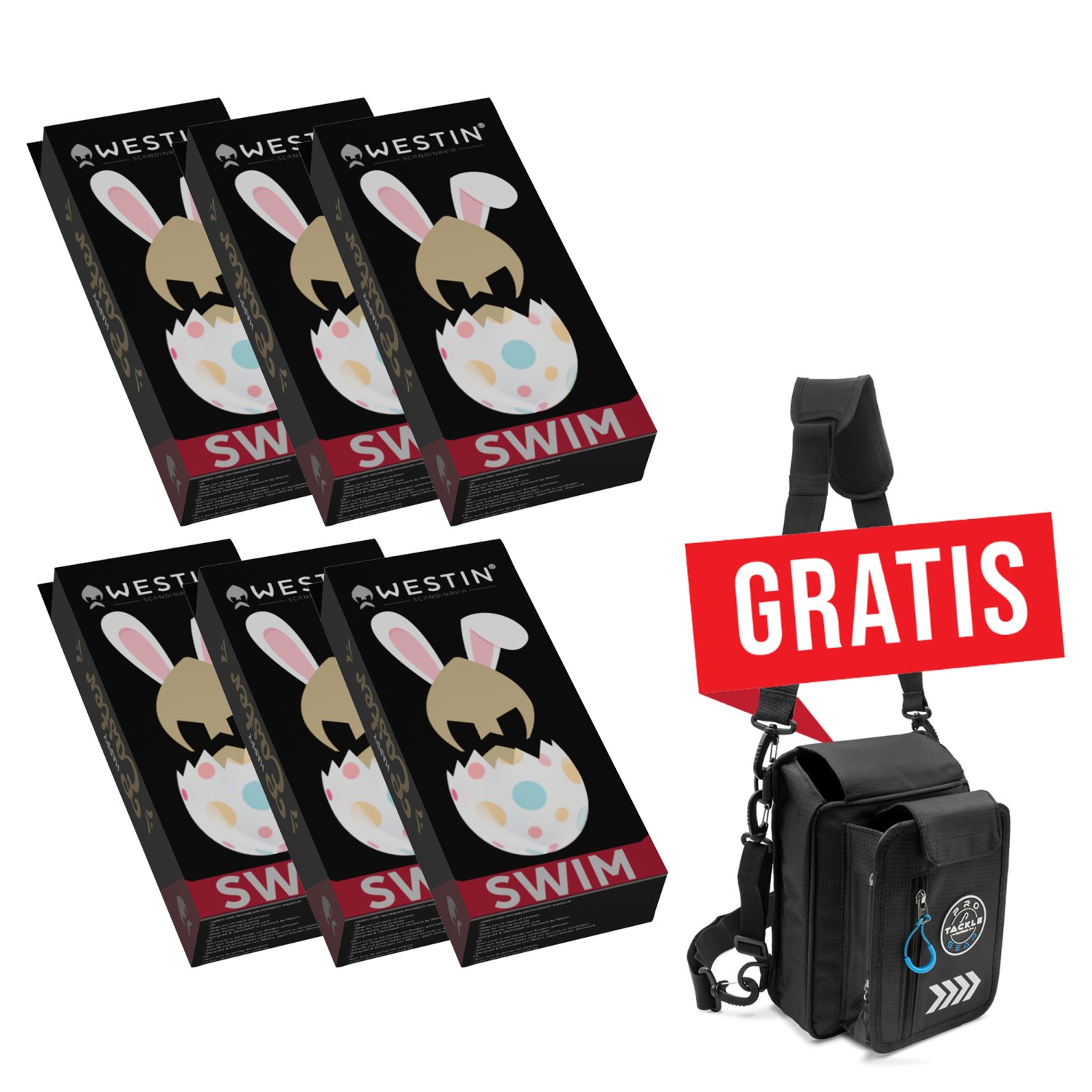 Westin 6x Swim Glidebait Easter Edition 2026 + *GRATIS* Leg Bag – Jerkbait – Oster Edition Set