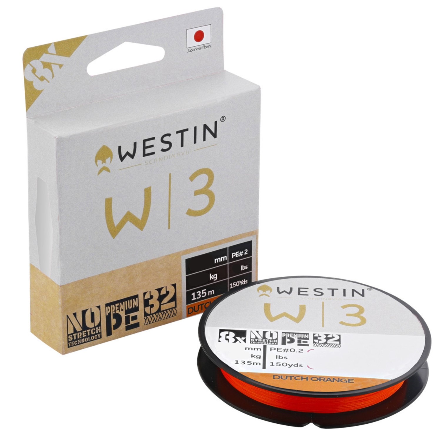 Westin W3 8-Braid Dutch Orange – Geflochtene Schnur Dutch Orange – 0,08mm – 3kg – 135m