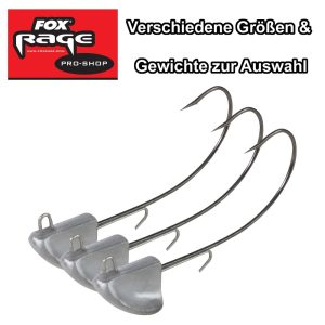 3 Fox Rage Jigköpfe Stand Up Bigfoot Jigs Jighaken