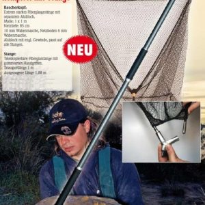 Behr Karpfenkescher Großfischkescher Kescher Karpfen mit Alublock & Telestange