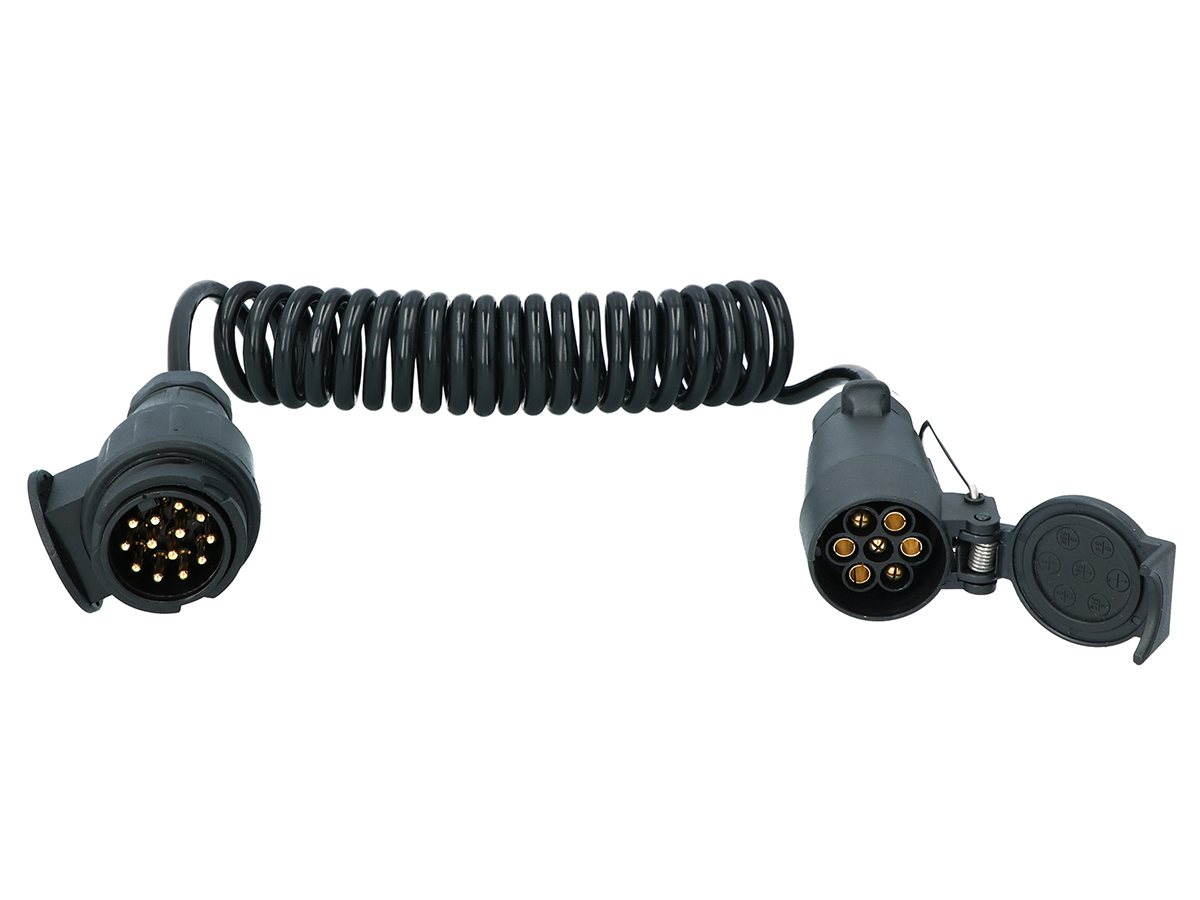Carpoint 13p Stecker>7p Steckdose Spiral Verlängerungskabel
