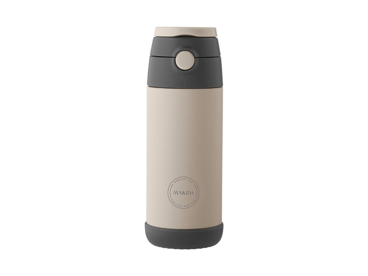AYA&IDA 350 ml Kinder Thermosflasche mit Strohhalm – Cream