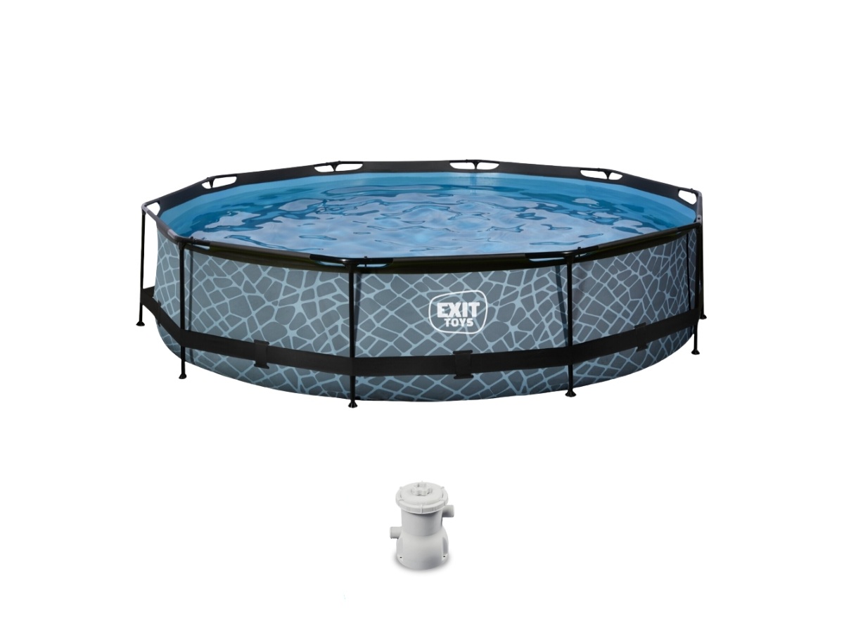 EXIT Stone 360x76cm Pool mit pump – Grau