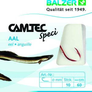 Balzer Camtec Aalhaken 60cm rot – 10 gebundene Angelhaken