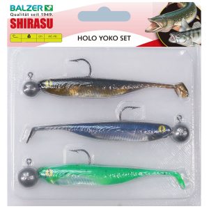 Balzer Holo Yoko Set 8cm 5g, 7,5g, 10g –  3 Gummifische mit Jighaken