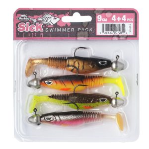 Berkley Sick Swimmer Pack 9cm pre-rigged – 4 montierte Gummifische im Set