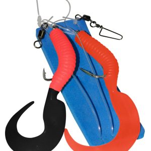 Dieter Eisele Meeresvorfach mit 2 Gummiködern 14cm rot/schwarz 9/0 1,20mm
