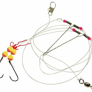 Dieter Eisele Schollenvorfach gelb/rot 110cm 0,40mm 2 Haken Gr. 2