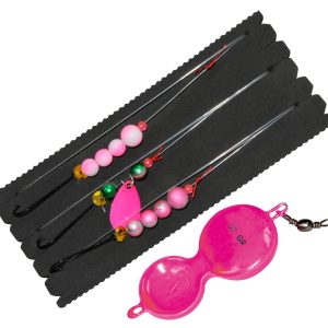 Dieter Eisele System 70cm 0,40mm pink – 3 Vorfächer + Buttlöffel