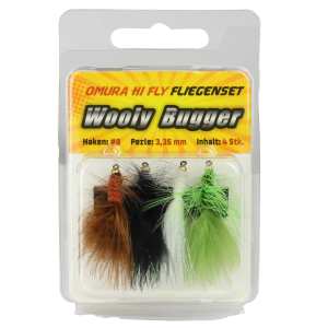 FTM Omura Hi-Fly Fliegenset Wooly Bugger 1 #8 – 4 Fliegen im Set