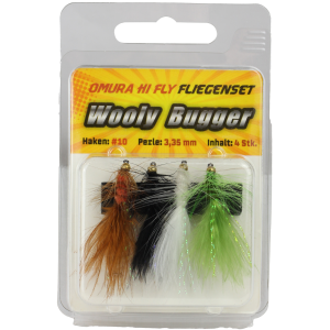 FTM Omura Hi-Fly Fliegenset Wooly Bugger 2 #10 – 4 Fliegen im Set
