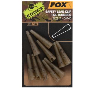 Fox Edges Camo Size 7 lead clip tail rubbers – 10 Leadclips