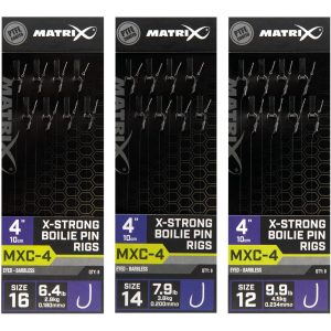 Fox Matrix MXC-4 Barbless X-Strong Boilie Pin Rigs 10cm – 8 Haken