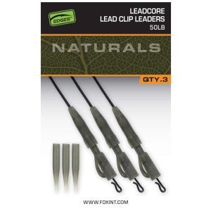 Fox Naturals Leadcore PG Lead Clip Leaders 75cm 50lb – 3 Vorfächer