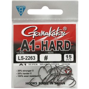 Gamakatsu A1 LS-2263 Eyed Hooks Black – 15 Angelhaken
