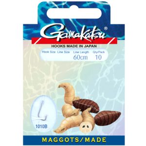 Gamakatsu Maggots 1010B 60cm Hooks – 10 gebundene Angelhaken