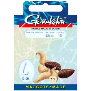 Gamakatsu Maggots 1010B Hooks 45cm – 10 gebundene Madenhaken