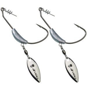Gunki Texas Haken beschwert mit Spinnerblatt – 2 Offsethaken