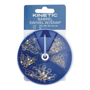 Kinetic Barrel Swivel W/Snap Assortment – 30 Angelwirbel in einer Dose