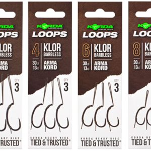 Korda Loop Rigs Klor Barbless – 3 Karpfenmontagen