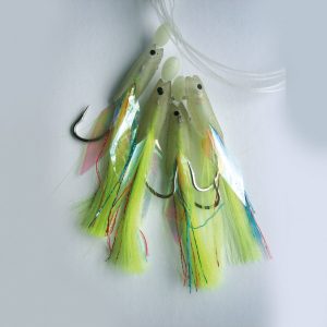Makrelensystem Meeresvorfach mit Fischimitationen 4 Haken Gr. 3/0