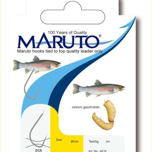 Maruto Bienenmadenhaken gebunden 150cm 0,18mm – 6 Forellenhaken