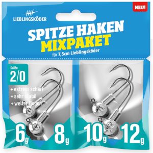Lieblingsköder Spitze Haken Mixpaket 2/0 – 4 Jigköpfe