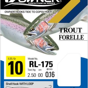 Owner RL-175 Forellenhaken blau 60cm – 10 gebundene Angelhaken