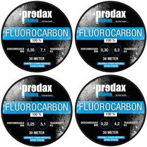 Predax Fluorocarbon Schnur – 4 x 30m (0,22, 0,25, 0,30 und 0,35mm)