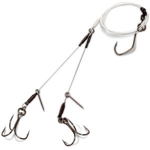 Quantum Mr Pike Ghost Traces Twin Hook-Release-Rig 50cm 18kg -Hechtrig