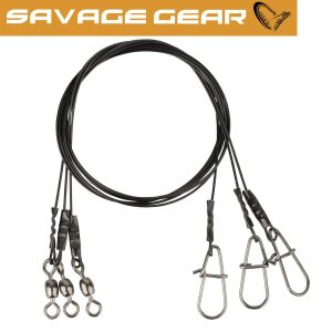 Savage Gear Black7 Stahlvorfach 40cm 0,60mm 25kg – 3 Hechtvorfächer