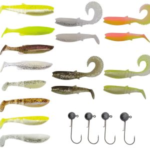 Savage Gear Perch Pro Kit – 16 Gummiköder + 4 Jighaken Barschset