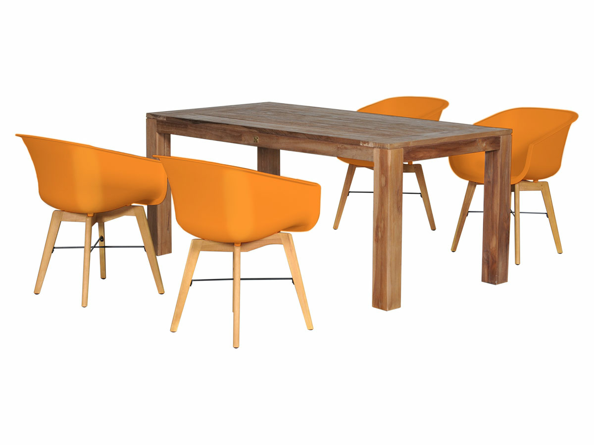 Amalia Wood Indian Orange Evora 180 Diningset