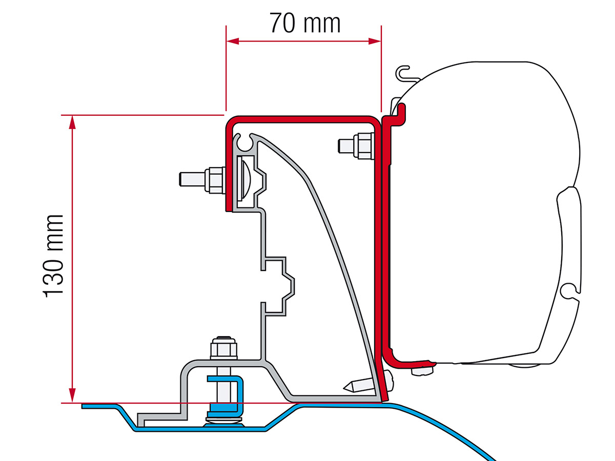 Fiamma F45 Adapter Ducato H2 Roof Rail >2006