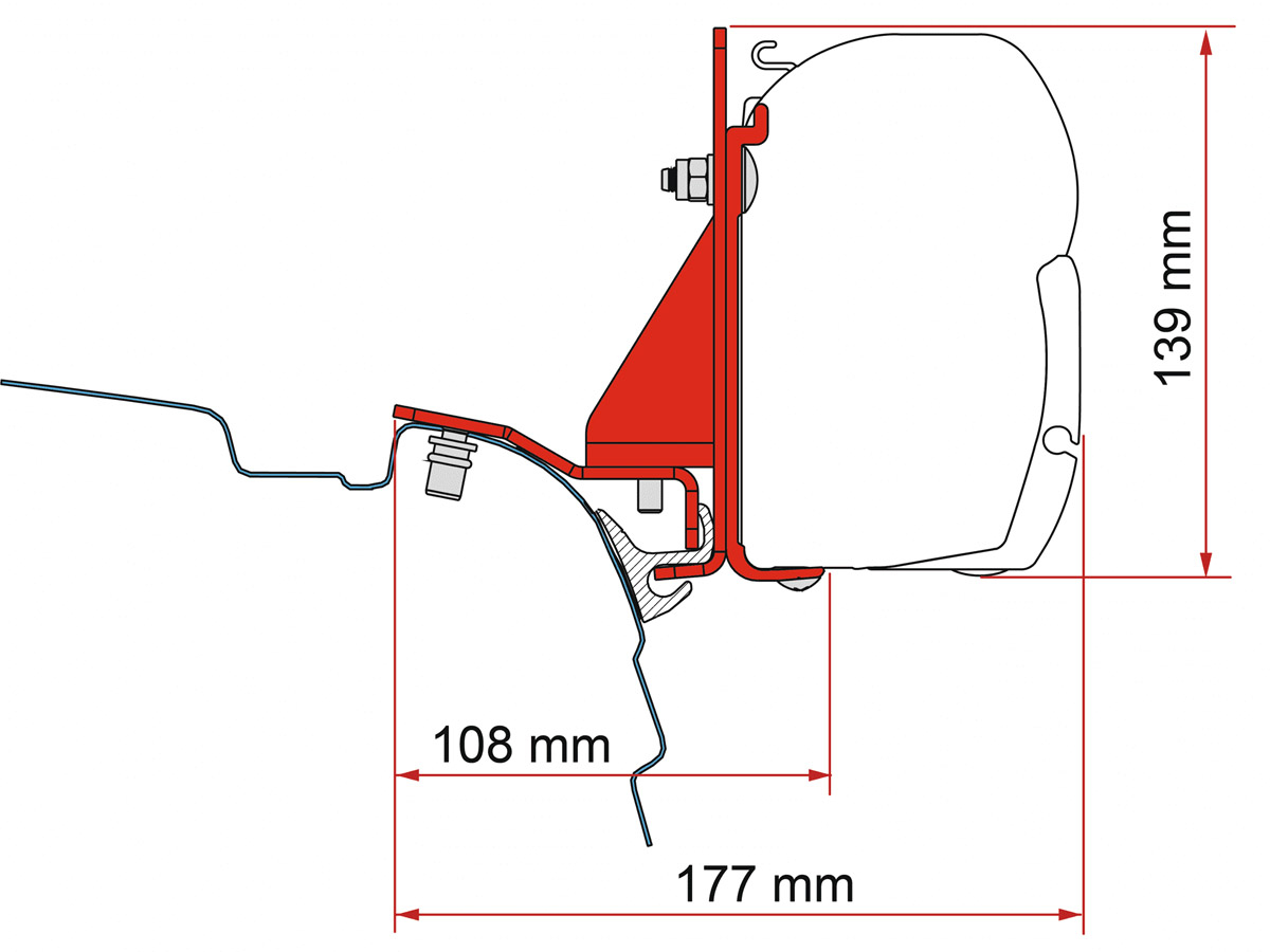 Fiamma F45/F43 Adapter Multirail Reimo VW T5/T6